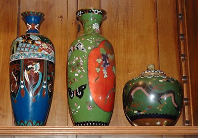Lot 453 - Three Chinese Cloisonne Table Decorations...