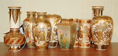 Lot 295 - Group of Nine Satsuma Miniature Vases Height...
