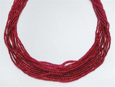 Lot 46 - Three Indian Multi-Strand Spinel Bead Necklaces