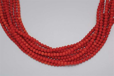 Lot 54 - Eight Strand Coral Bead Necklace