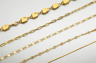Lot 2410 - Group of Gold Chains and Costume Necklace
