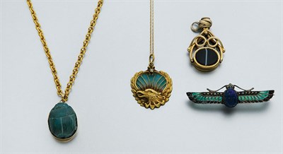 Lot 63 - Art Nouveau Gold, Enamel and Diamond Pendant and Group of Antique Jewelry