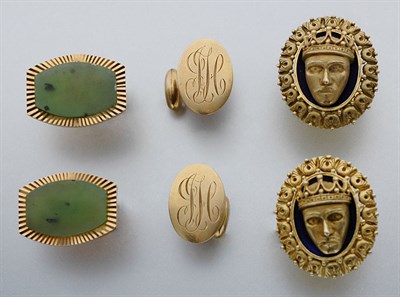 Lot 2534 - Three Pairs of Gold Cufflinks
