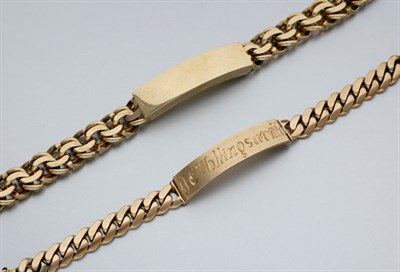 Lot 2641 - Two Gold ID Chain Bracelets