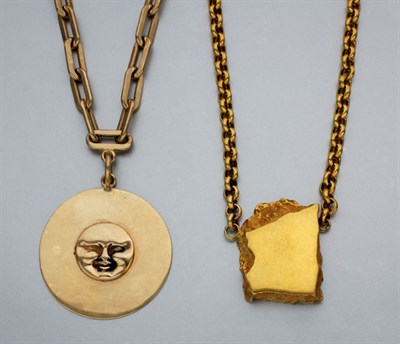 Lot 2214 - Five Gold Pendants with Chains