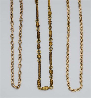 Lot 2218 - Seven Gold Chains and One Metal Chain