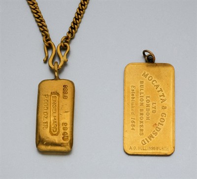 Lot 2195 - Two Gold Ingot Pendants and Chain
