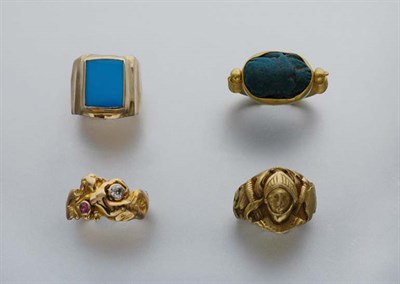 Lot 2183 - Group of Gentleman's Gold and Stone Rings