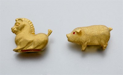 Lot 2586 - Two Gold Animal Ornaments