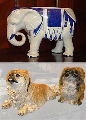 Lot 1405 - Two Ceramic Figures of Pekingeses Heights 10...