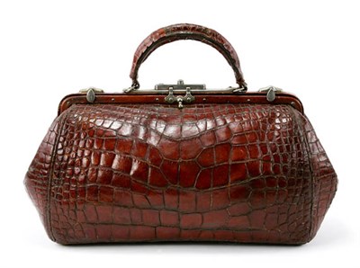 Lot 1273 - Lady Physician's Crocodile Bag Early 20th...