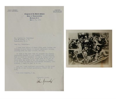 Lot 9 - KENNEDY, JOHN F. Typed letter signed, on...