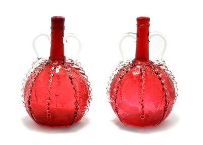 Lot 3564 - Pair of Bohemian Style Glass Bottles Each of...