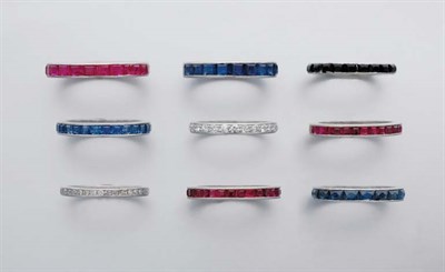 Lot 168 - Nine Diamond, Gem-Set and Black Onyx Guard Rings