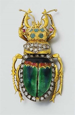 Lot 269 - Gold, Enamel and Diamond Bug Brooch