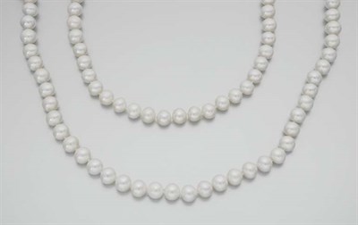 Lot 288 - Pair of Fresh Water Pearl Necklaces with Simulated Diamond Clasps
