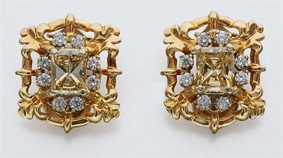 Lot 325 - Pair of Gold and Diamond Earclips