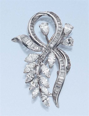 Lot 516 - Diamond Ribbon Clip-Brooch