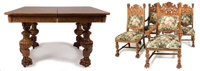 Lot 1406 - American Renaissance Revival Carved Oak...