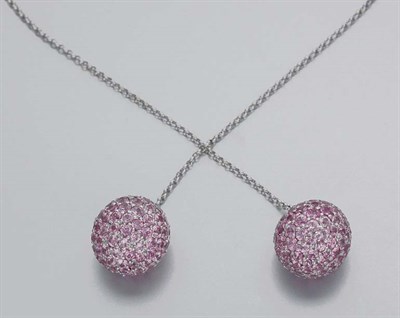 Lot 201 - White Gold and Pink Sapphire Lariat Necklace
