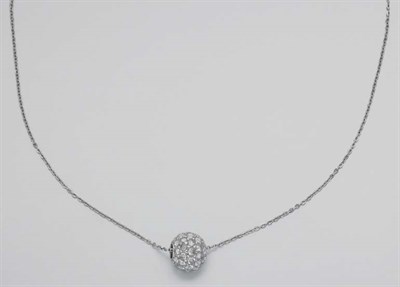 Lot 213 - White Gold and Diamond Pendant-Necklace