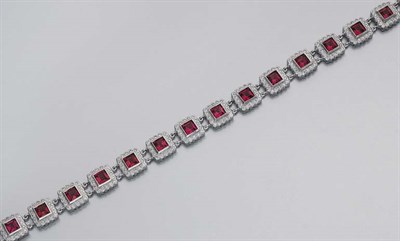Lot 292 - Pink Tourmaline and Diamond Bracelet