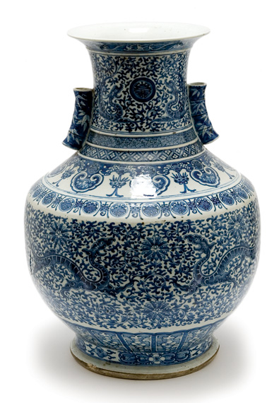 Lot 2081 - Chinese Blue and White Glazed Porcelain Vase...