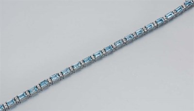 Lot 58 - White Gold, Aquamarine and Diamond Bracelet