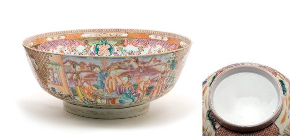 Lot 2003 - Chinese Export Famille Rose Porcelain Punch...