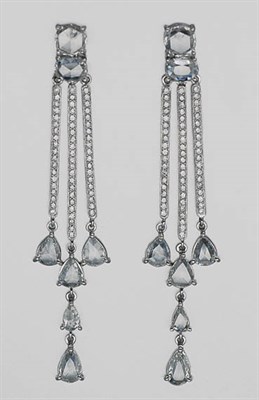 Lot 222 - Pair of Diamond Pendant-Earrings