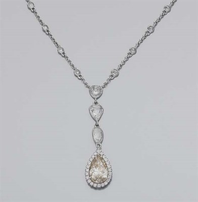 Lot 274 - White Gold and Diamond Pendant-Necklace