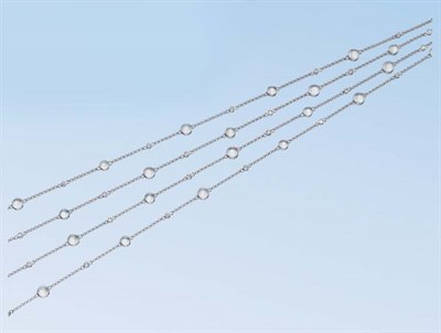 Lot 503 - Long White Gold, Moonstone and Diamond Chain Necklace