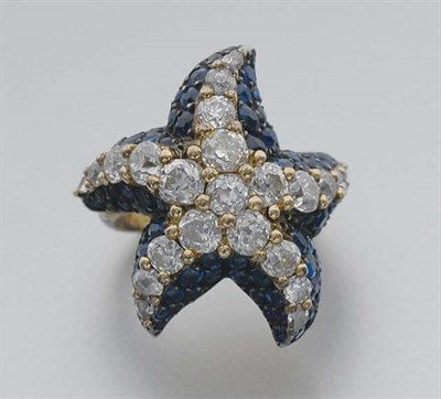Lot 380 - Diamond and Sapphire Starfish Ring