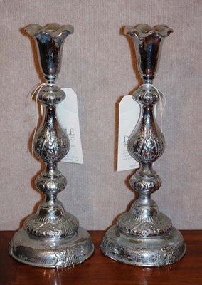 Lot 393 - Russian Silver Plated Sabbath Candlesticks