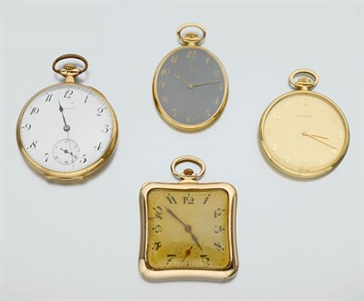 Lot 2740 - Four Gold Open Face Pocket Watches