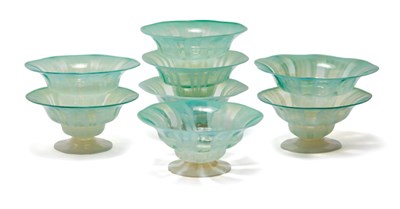 Lot 3287 - Set of Eight Tiffany Green Pastel Favrile...