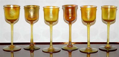 Lot 3265 - Assembled Set of Six Tiffany Gold Favrile...