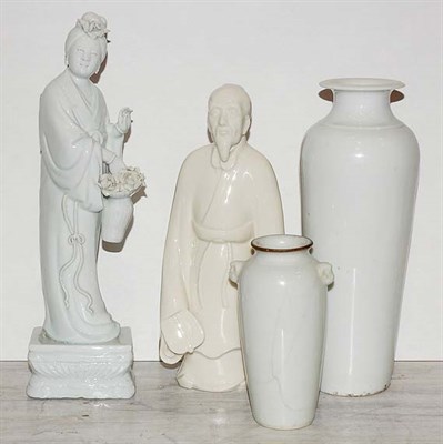 Lot 1285 - Two Chinese Blanc de Chine Porcelain Vases;...