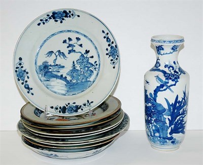 Lot 1428 - Group of Eight Blue and White Porcelain Dishes;...