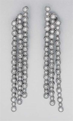 Lot 146 - Pair of Diamond Fringe Earrings