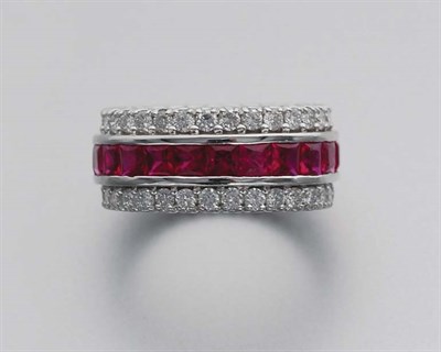 Lot 228 - Ruby and Diamond Band Ring