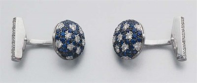 Lot 237 - Pair of Sapphire and Diamond Cufflinks