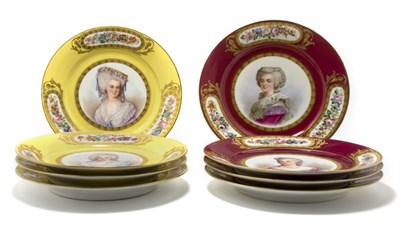 Lot 4168 - Assembled Set of Eight Sevres Gilt Decorated...