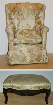 Lot 1282 - Floral Decorated Silk Embroidered Lounge Chair...
