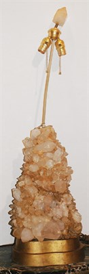 Lot 1464 - Quartz Mineral Cluster Two-Light Lamp Height...