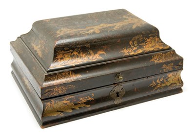Lot 111 - Louis XV Japanned Box 18th Century The domed...