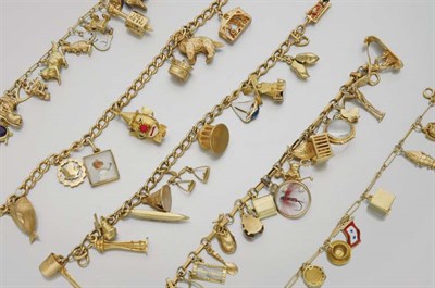 Lot 160 - Six Gold Charm Bracelets