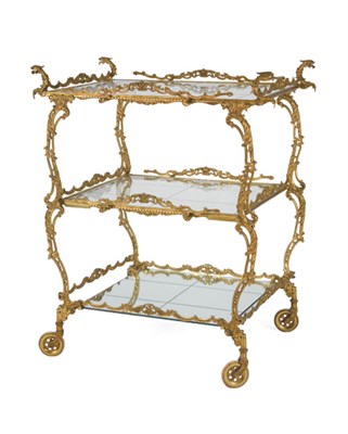 Lot 1182 - Rococo Style Brass and Glass Three-Tier Cart...