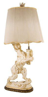 Lot 3193 - Renaissance Style Gilt Ceramic Two-Light Lamp...