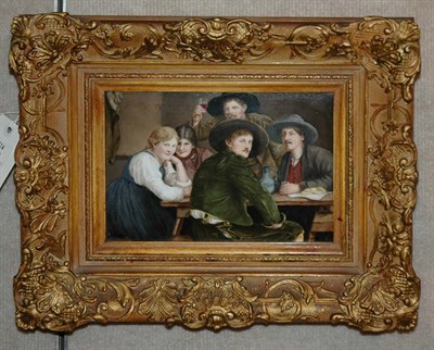 Lot 3524 - Framed Continental Painted Porcelain Plaque...